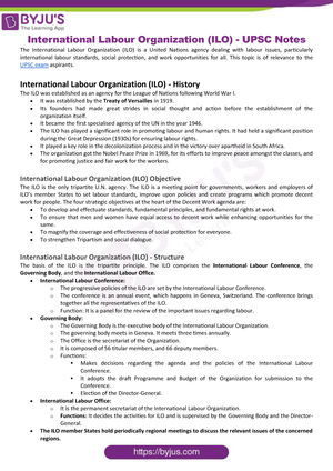 international labour organisation functions