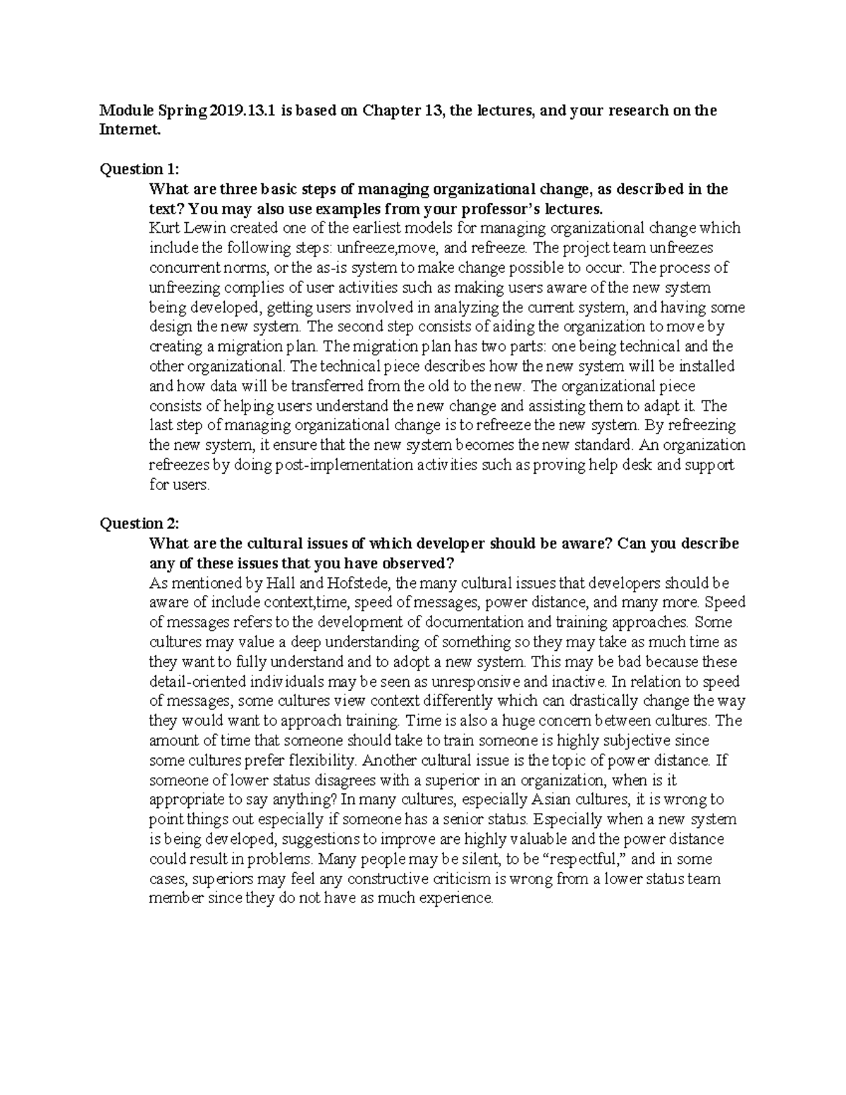 13 - Chapter 13 Summary - Module Spring 2019.13 Is Based On Chapter 13 ...