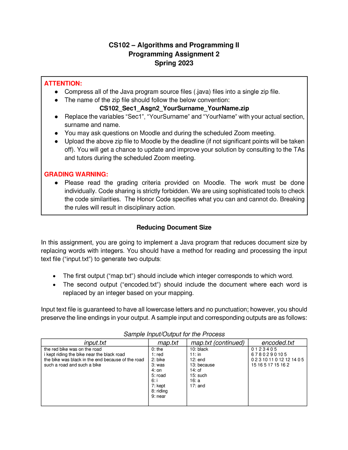 CS 102 Spring 2022 2023 Asst2 - CS102 – Algorithms And Programming II ...