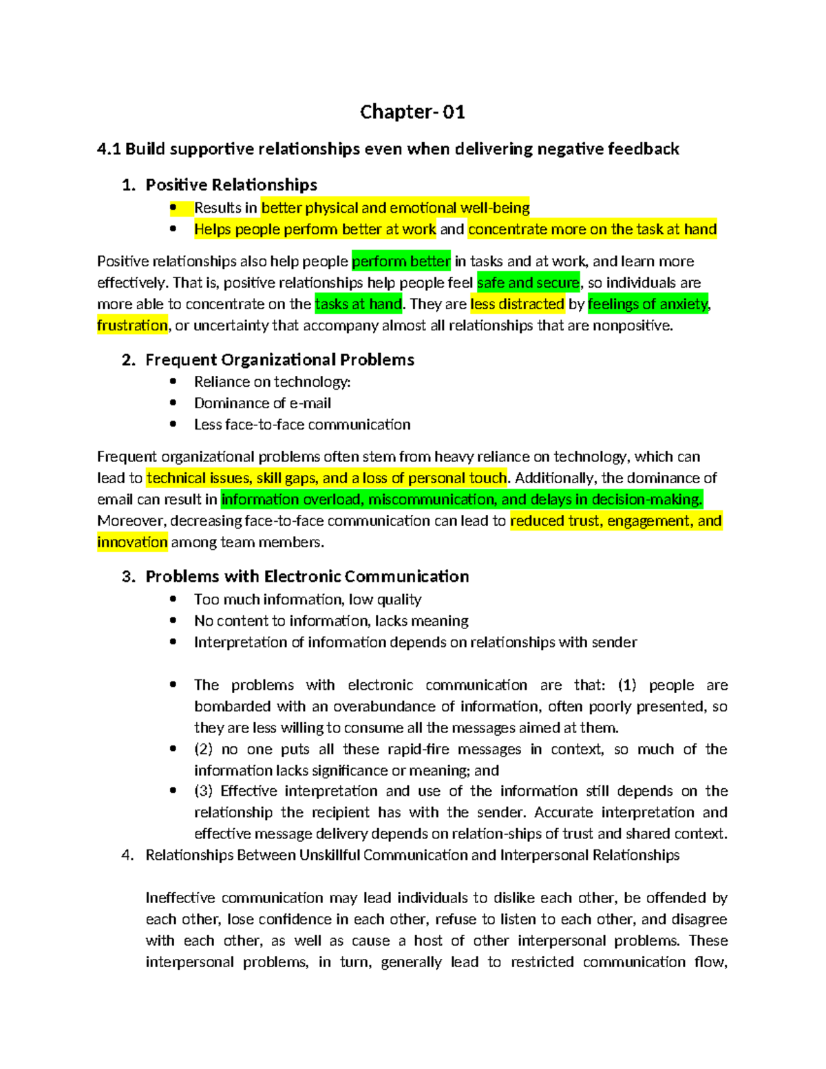 Notes for mid term - Chapter- 01 4 Build supportive relationships even ...