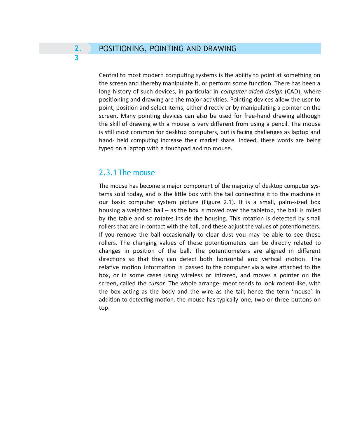 Positioning, Pointing AND Drawing - The Computer - 2. 3 POSITIONING ...