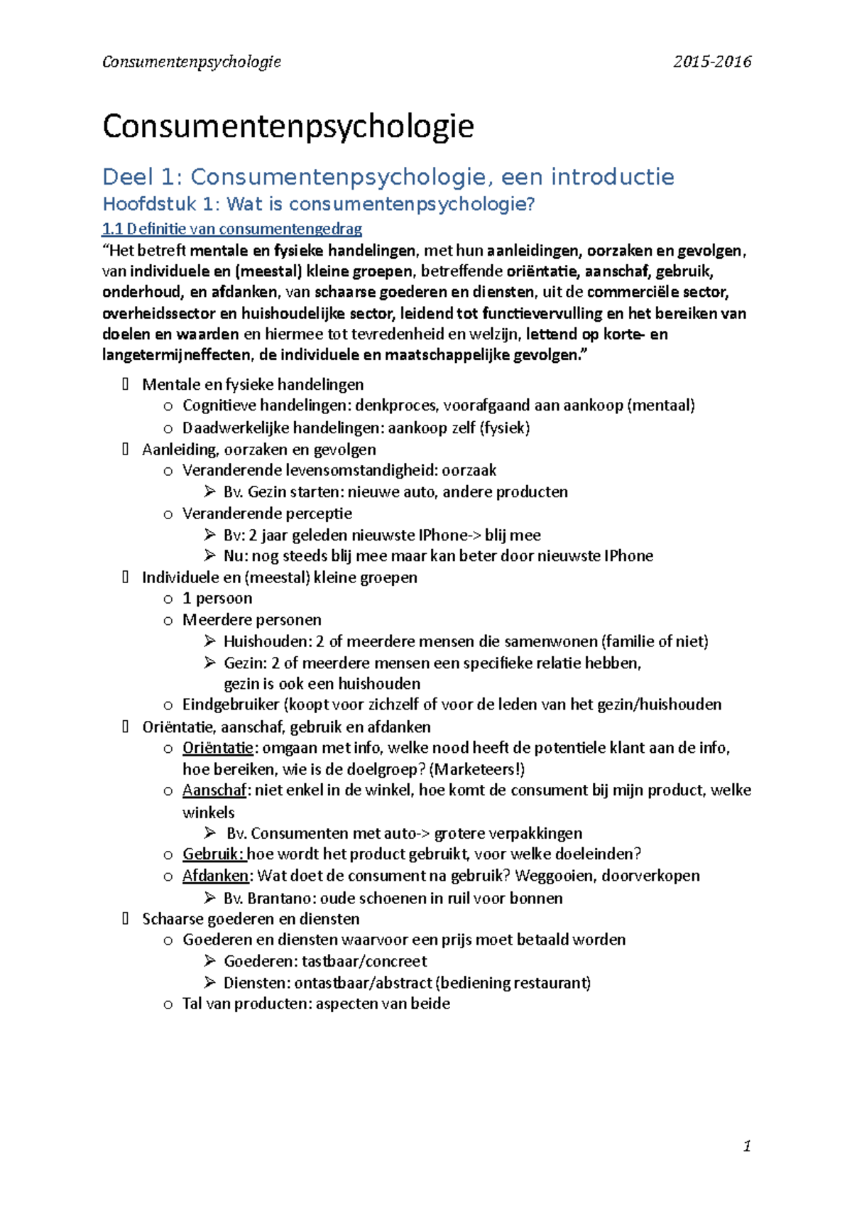 Consumentenpsychologie Samenvatting - Consumentenpsychologie Deel 1 ...