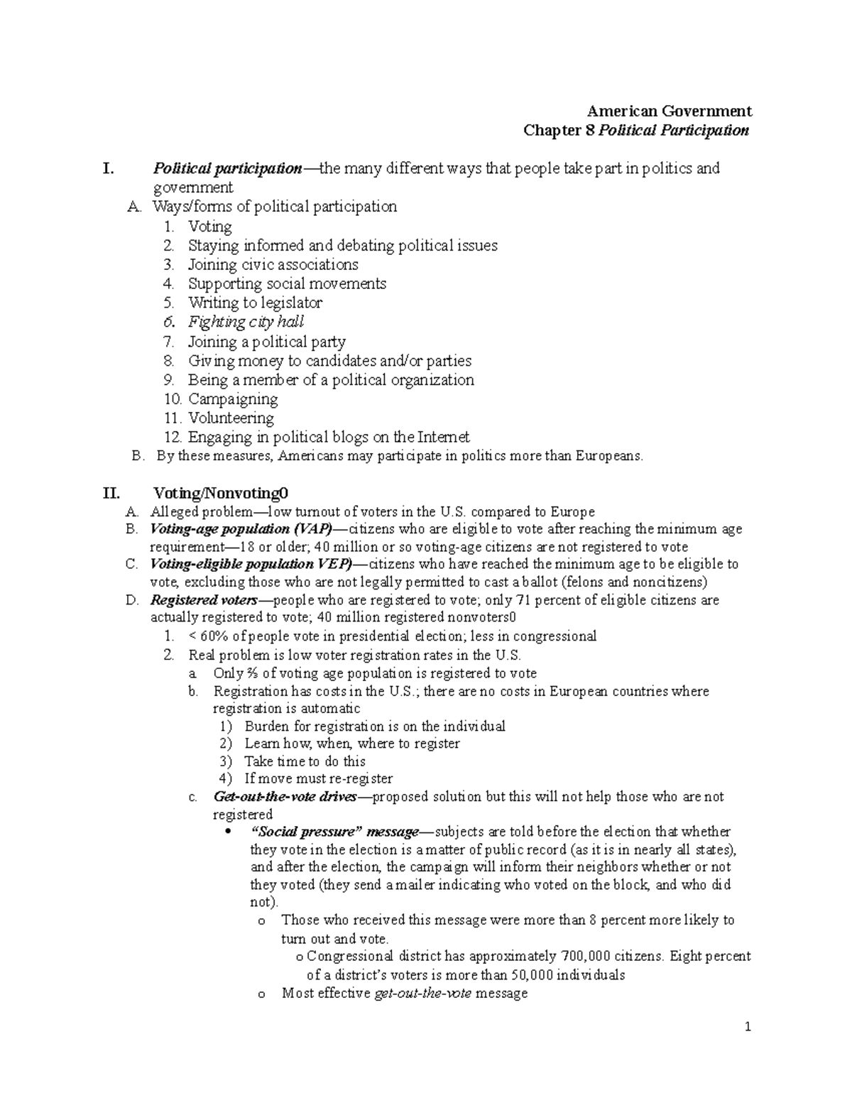 Book Notes Ch 8 Political Parties - American Government Chapter 8 ...