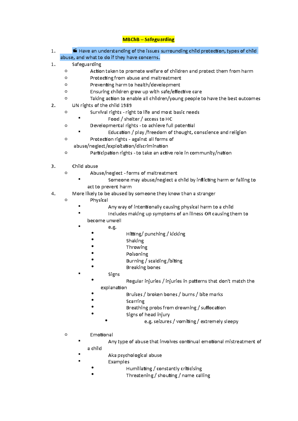 Safeguarding - Lecture notes 1 - MBChB – Safeguarding Have an ...