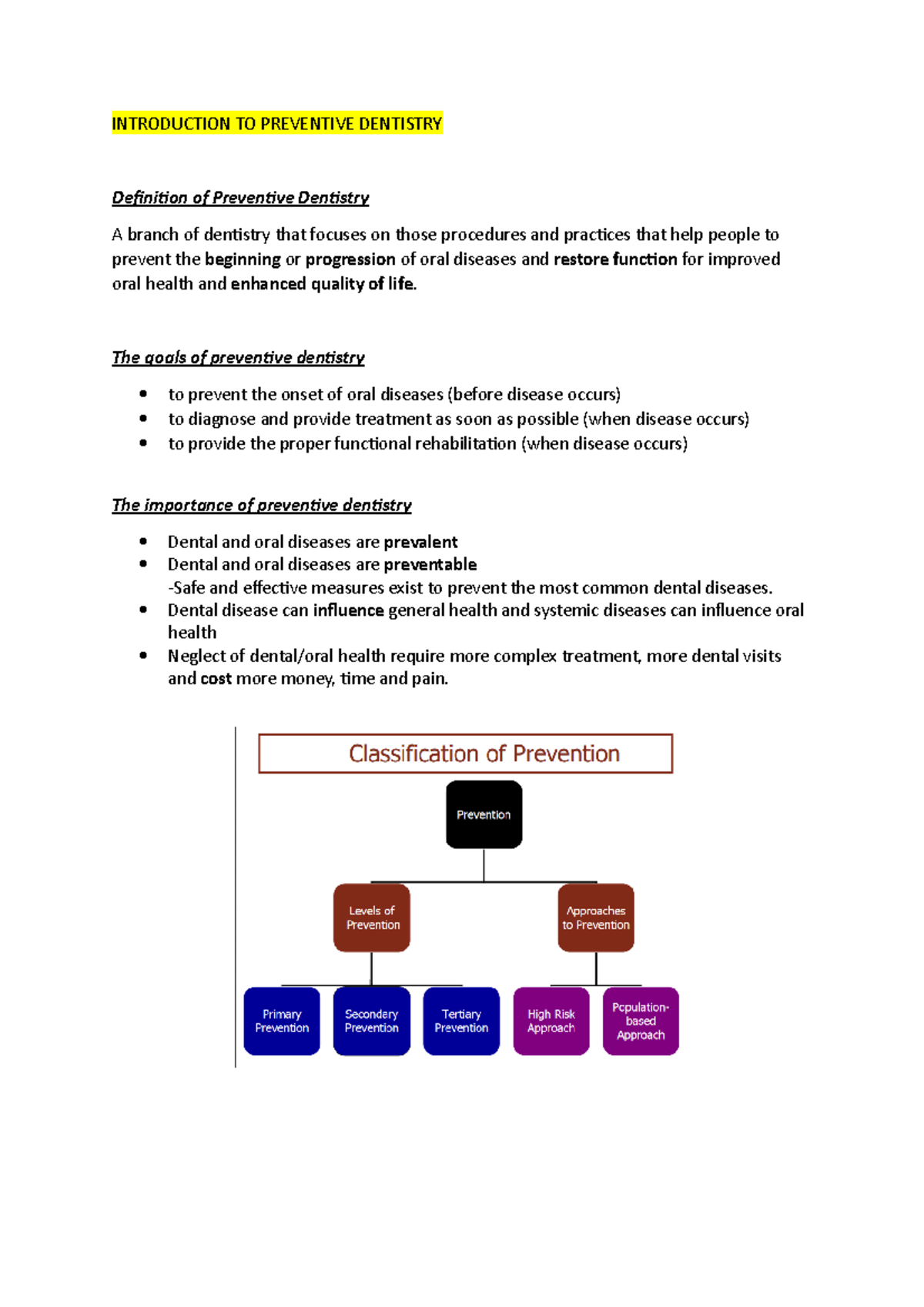 CD Notes updated Summary Medical Doctor INTRODUCTION TO PREVENTIVE