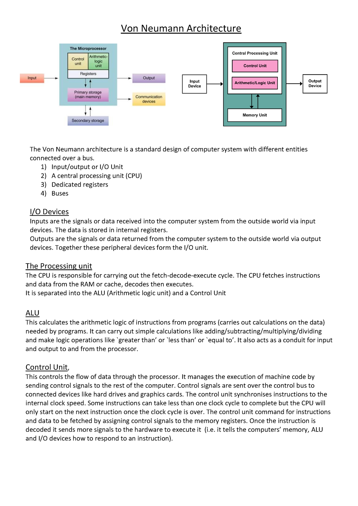 01 - von neumann architecture - Von Neumann Architecture The Von ...