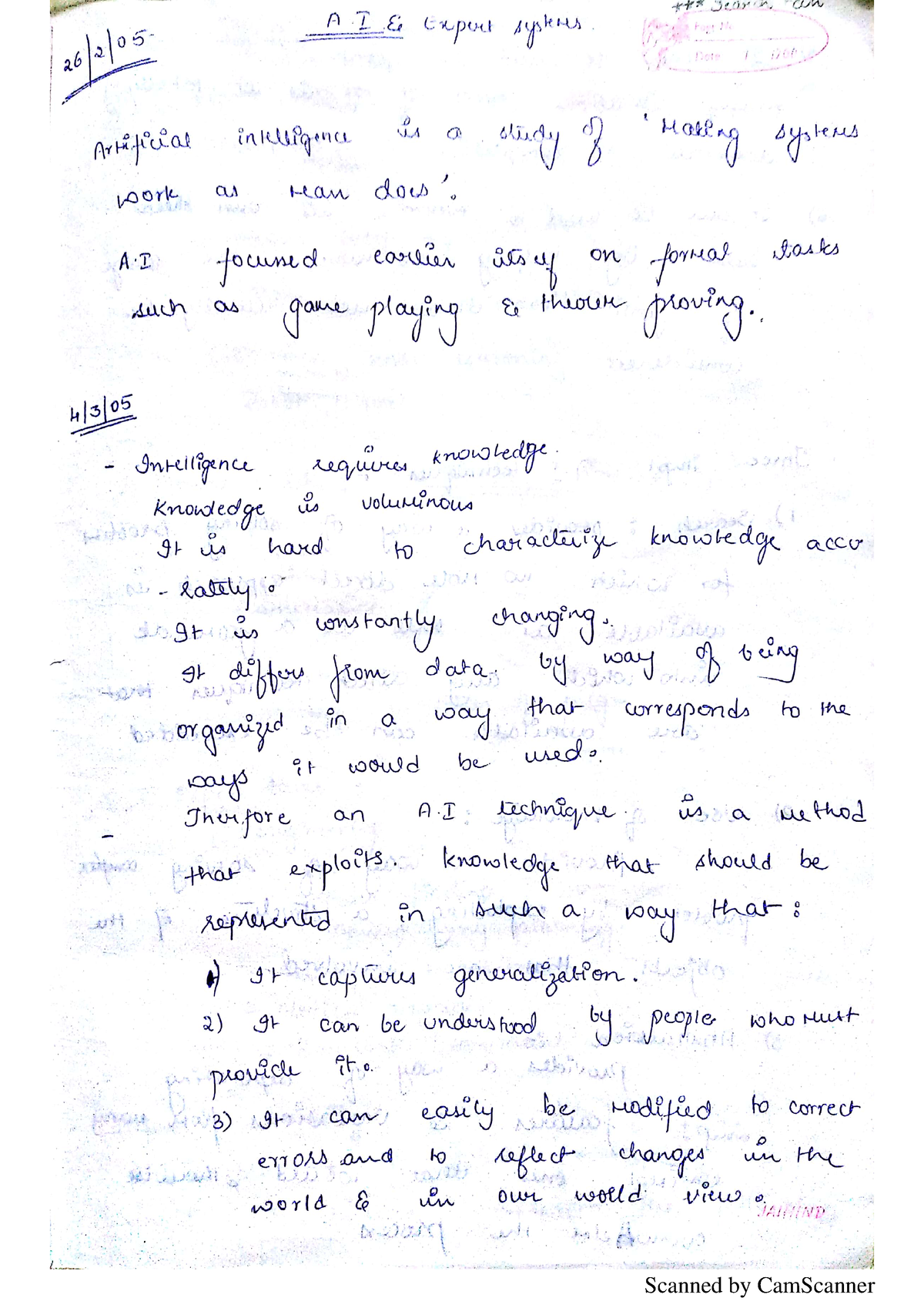 artificial intelligence and machine learning handwritten notes ...