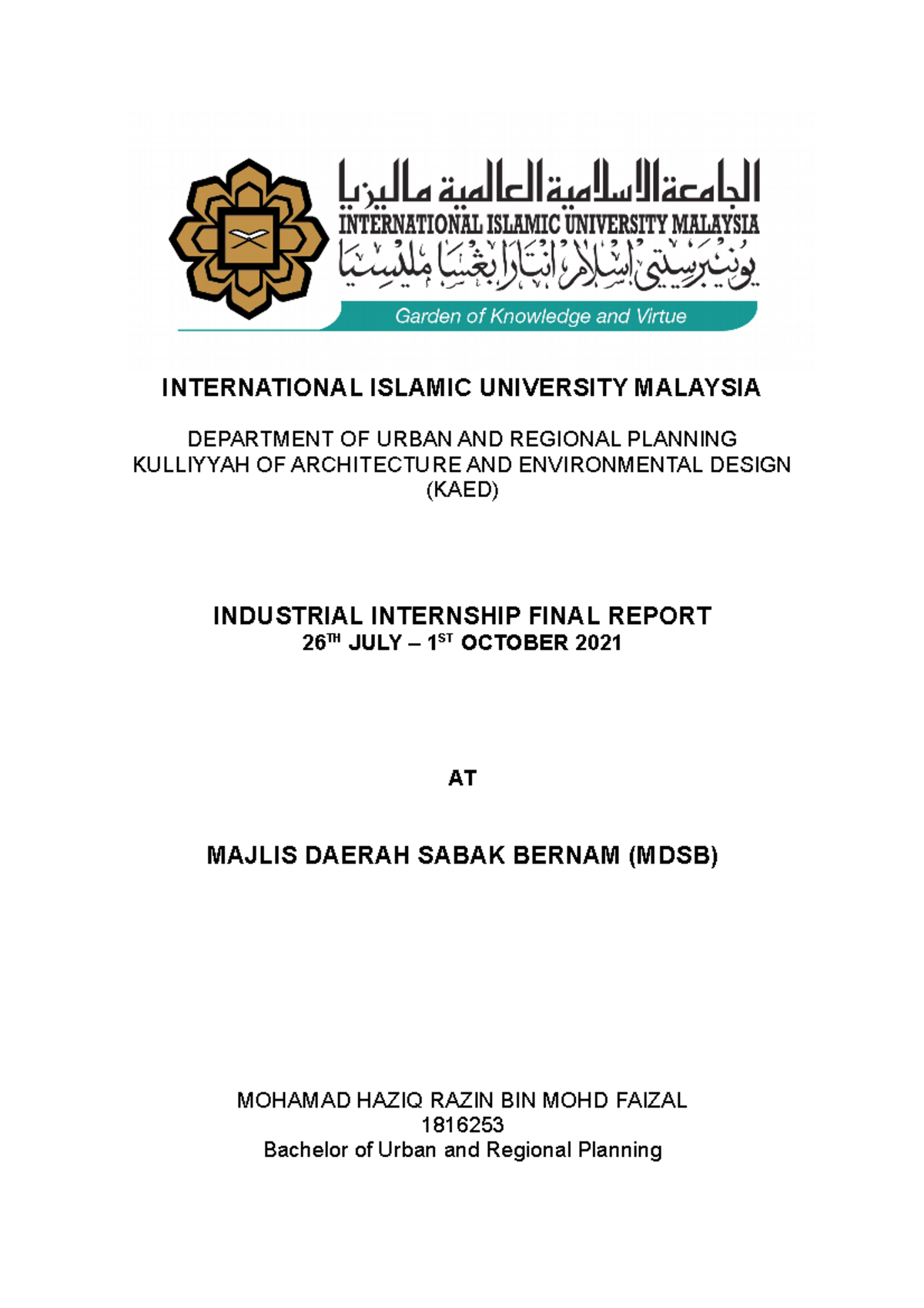 research proposal progress report iium