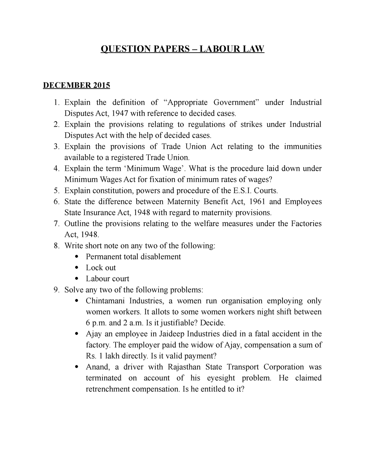 corporate law question paper guwahati university