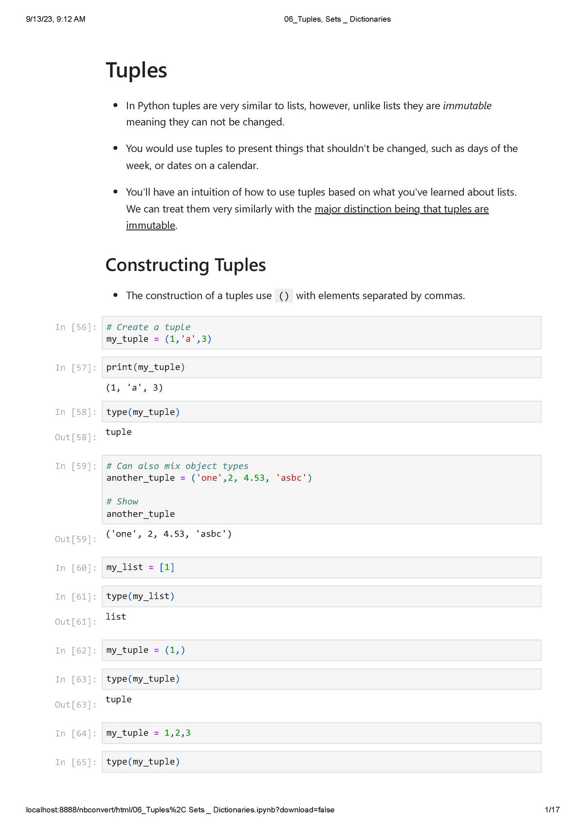 06 Tuples, Sets Dictionaries - Tuples In Python Tuples Are Very Similar ...