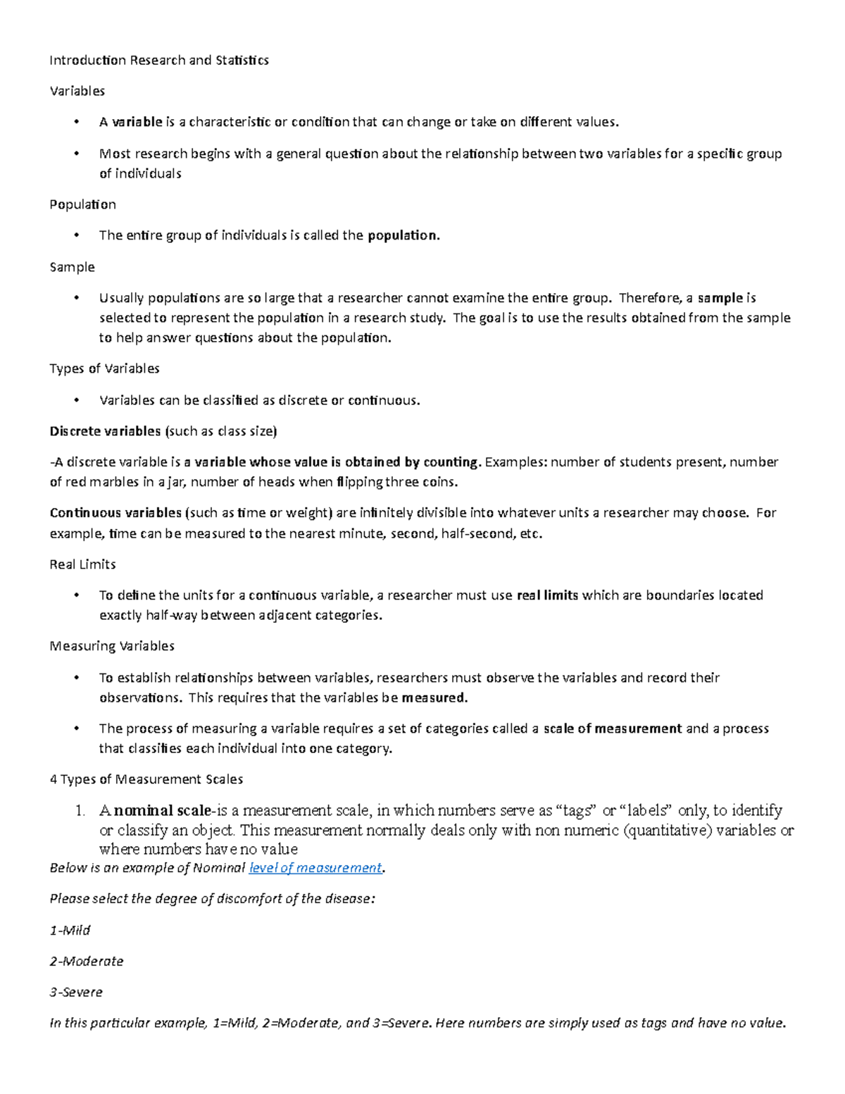 Research (intro) - notes - Introduction Research and Statistics ...