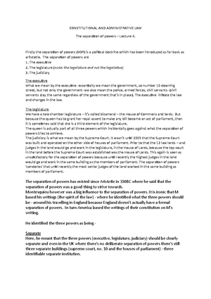 Seperation of powers - LLB Constitutional & Administrative Law ...