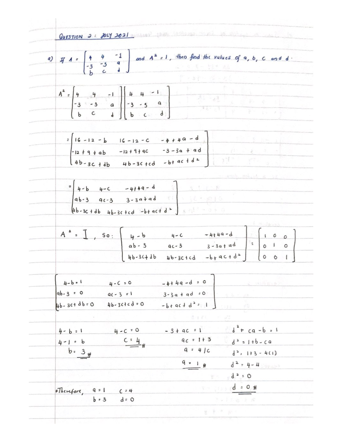 Question 2 (JULY 2021) - Calculus II - Studocu