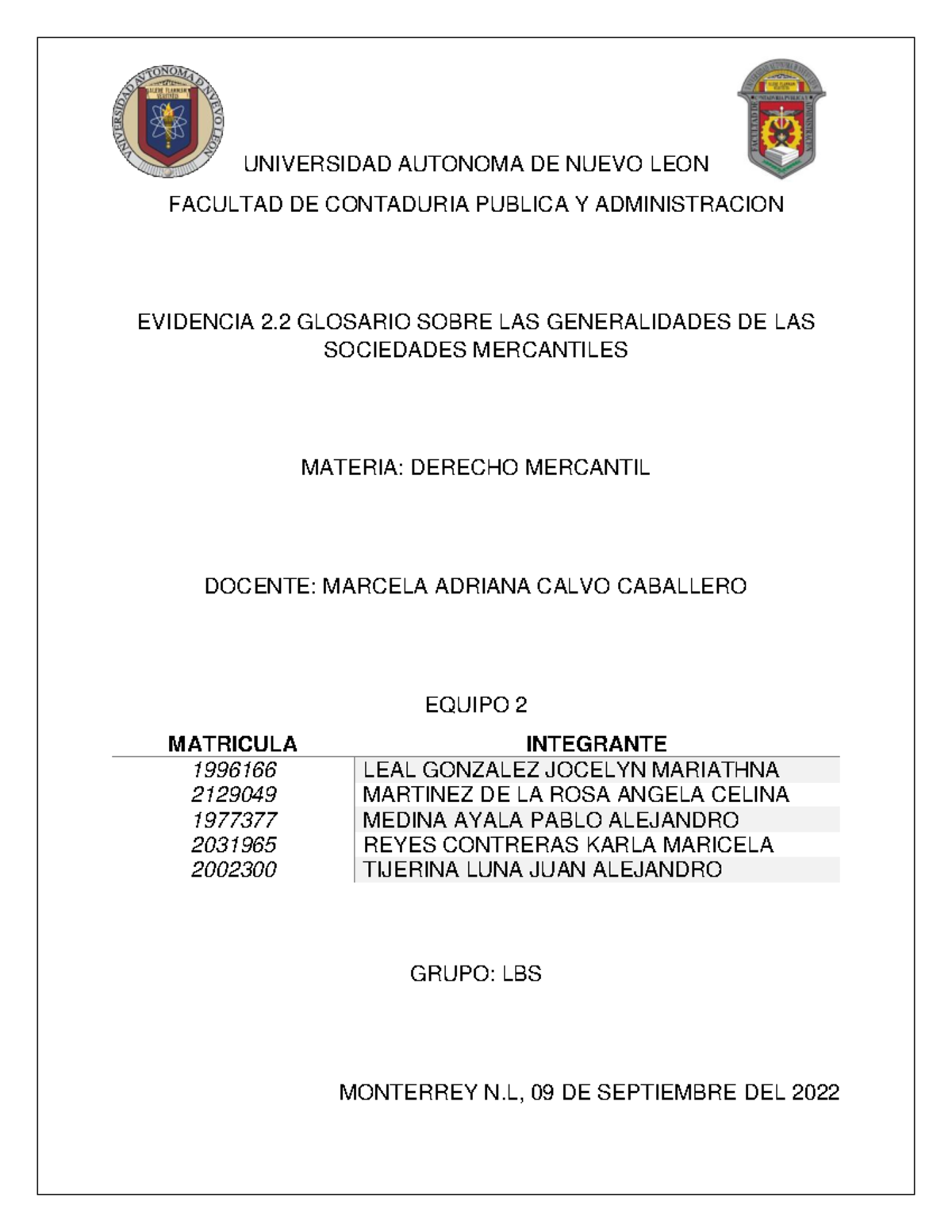Equipo 2 Evidencia 2.2 Glosario - UNIVERSIDAD AUTONOMA DE NUEVO LEON ...