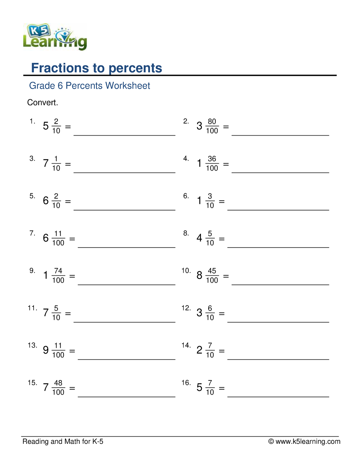 2. Easy Fraction to Percentage Improper - Reading and Math for K-5 ...