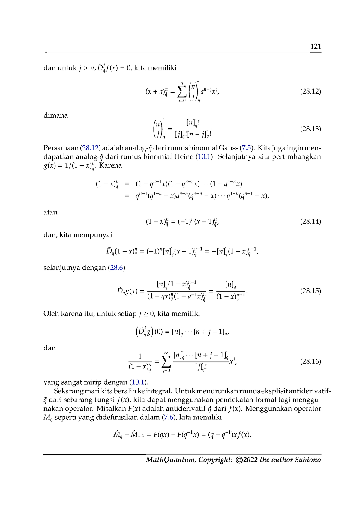 Buku Matematika Quantum 2022-45 - 121 Dan Untuk J > N, ̃ D J Q F (x ...