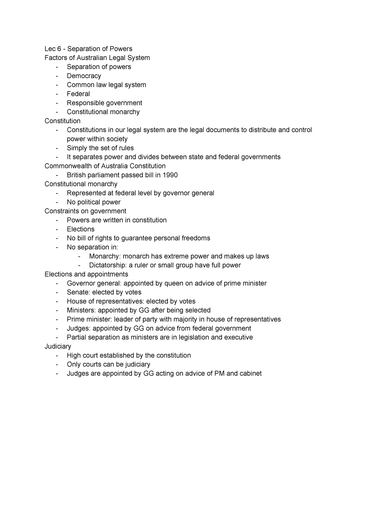 separation of powers australia essay