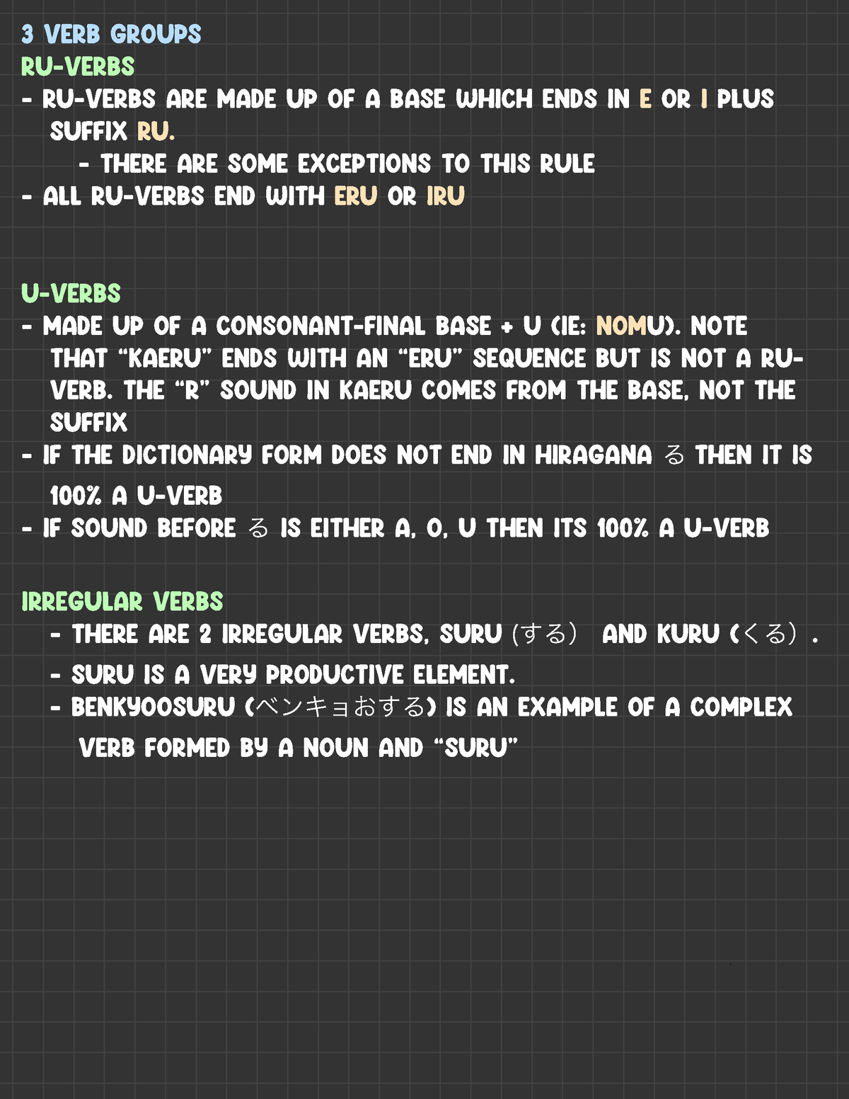 japanese-japanese-present-tense-verb-groups-conjugations-3-verb