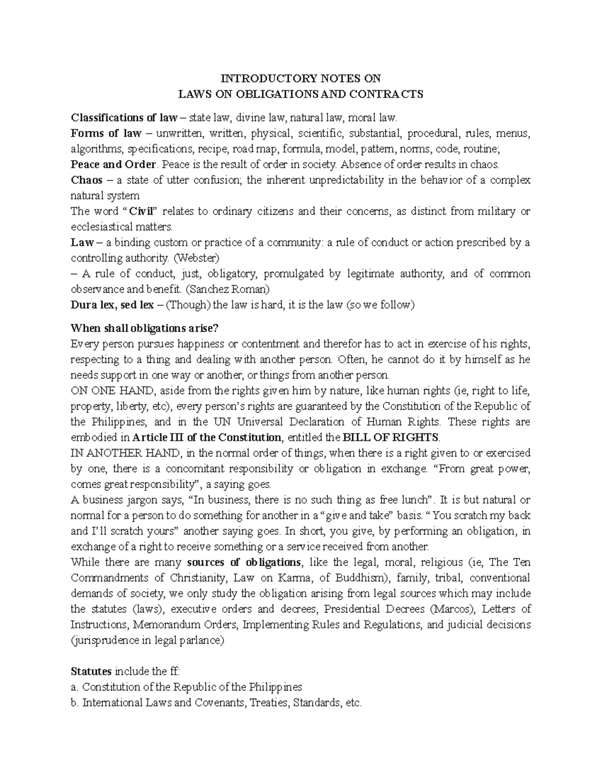 01 - INTRODUCTORY NOTES ON LAWS ON OBLIGATIONS AND CONTRACTS ...