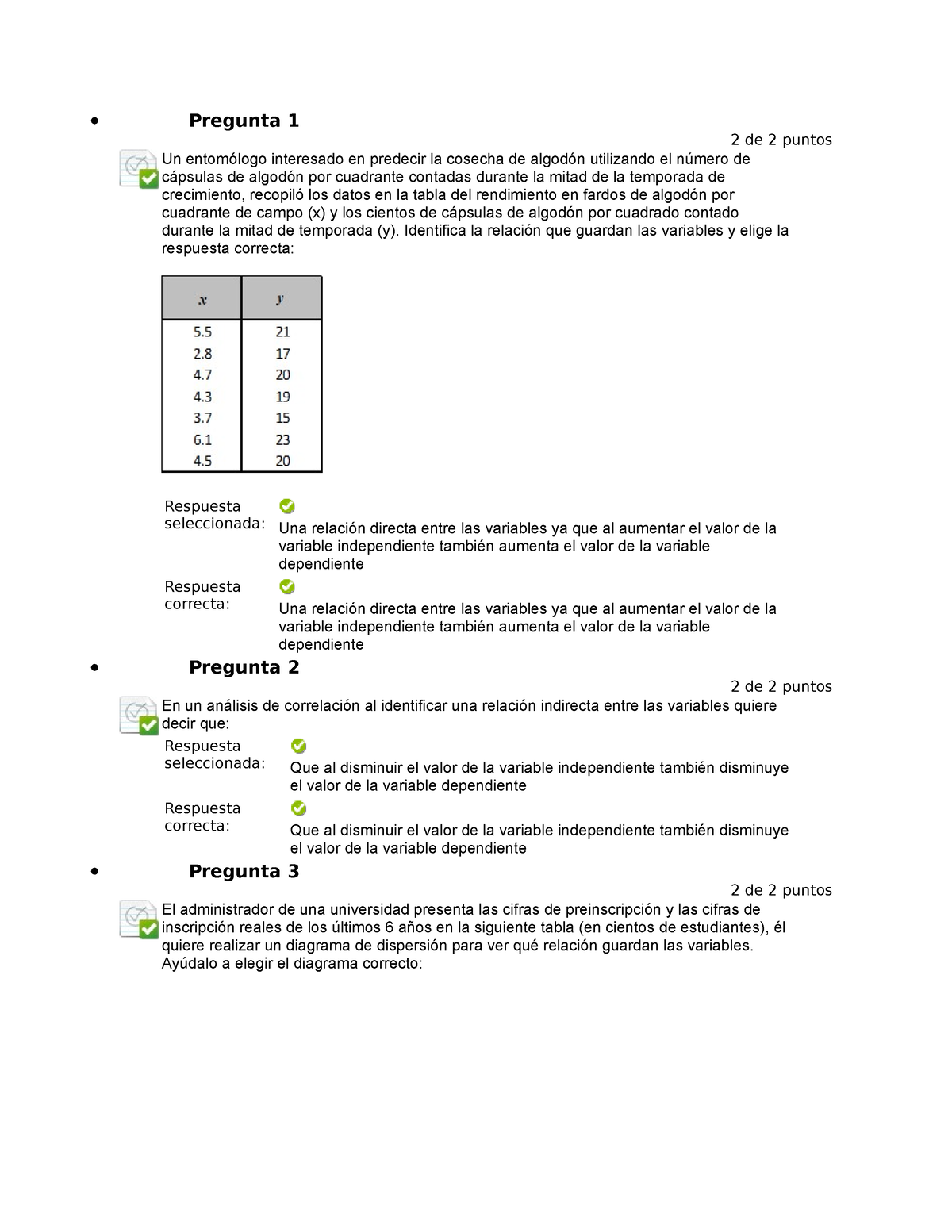 Actividad 9. Automatizada - Probabilidad Y Estadistica - Pregunta 1 2 ...