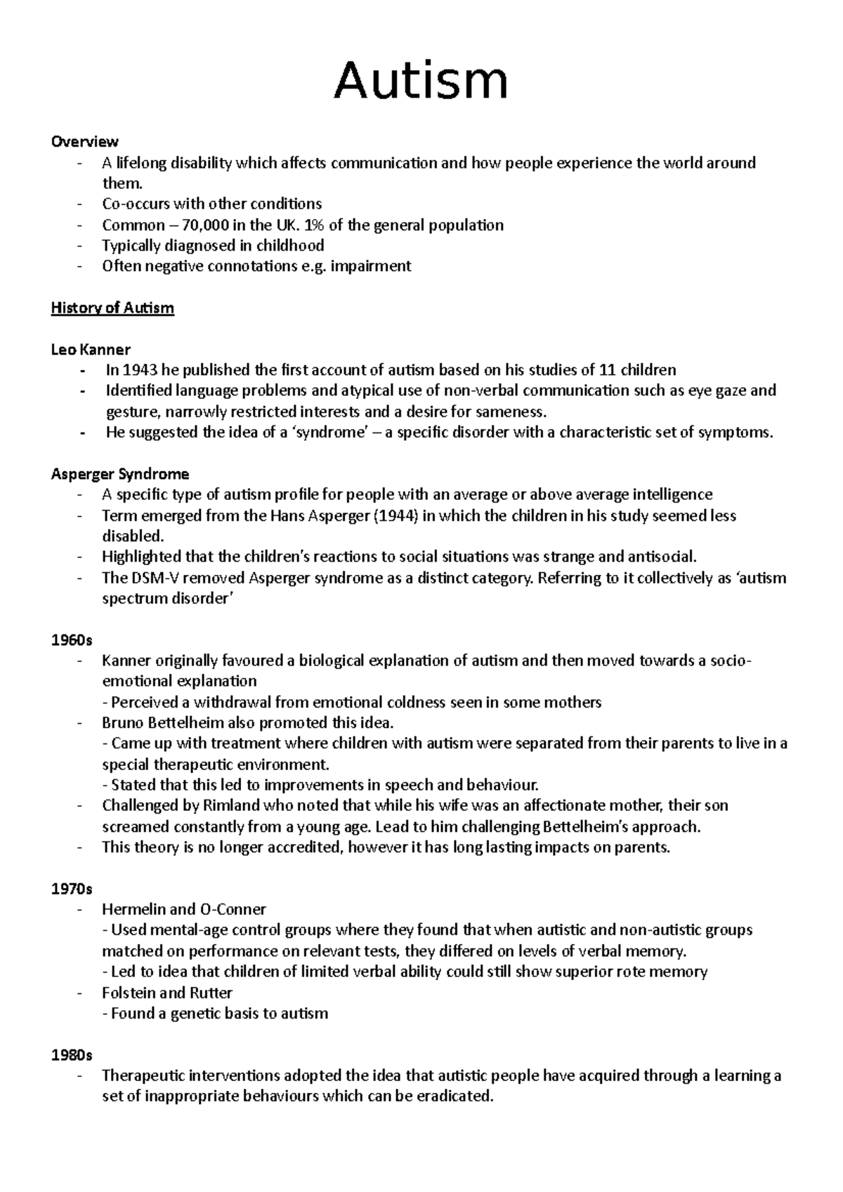 Lecture 5 Autism Autism Overview A lifelong disability which