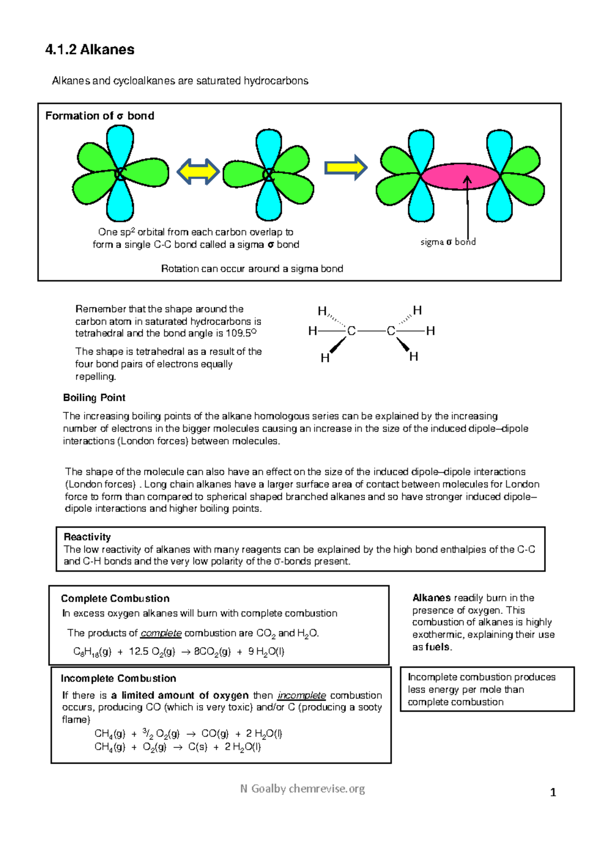 4 1 2 Revision Guide Alkanes - 4.1 Alkanes Alkanes And Cycloalkanes Are ...