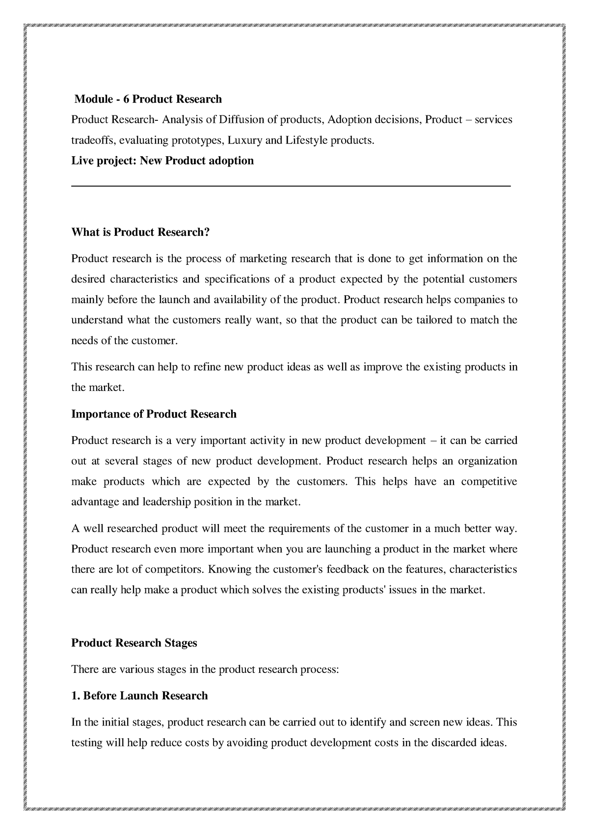 MR Module -6 - Product Research- Analysis of Diffusion of products ...