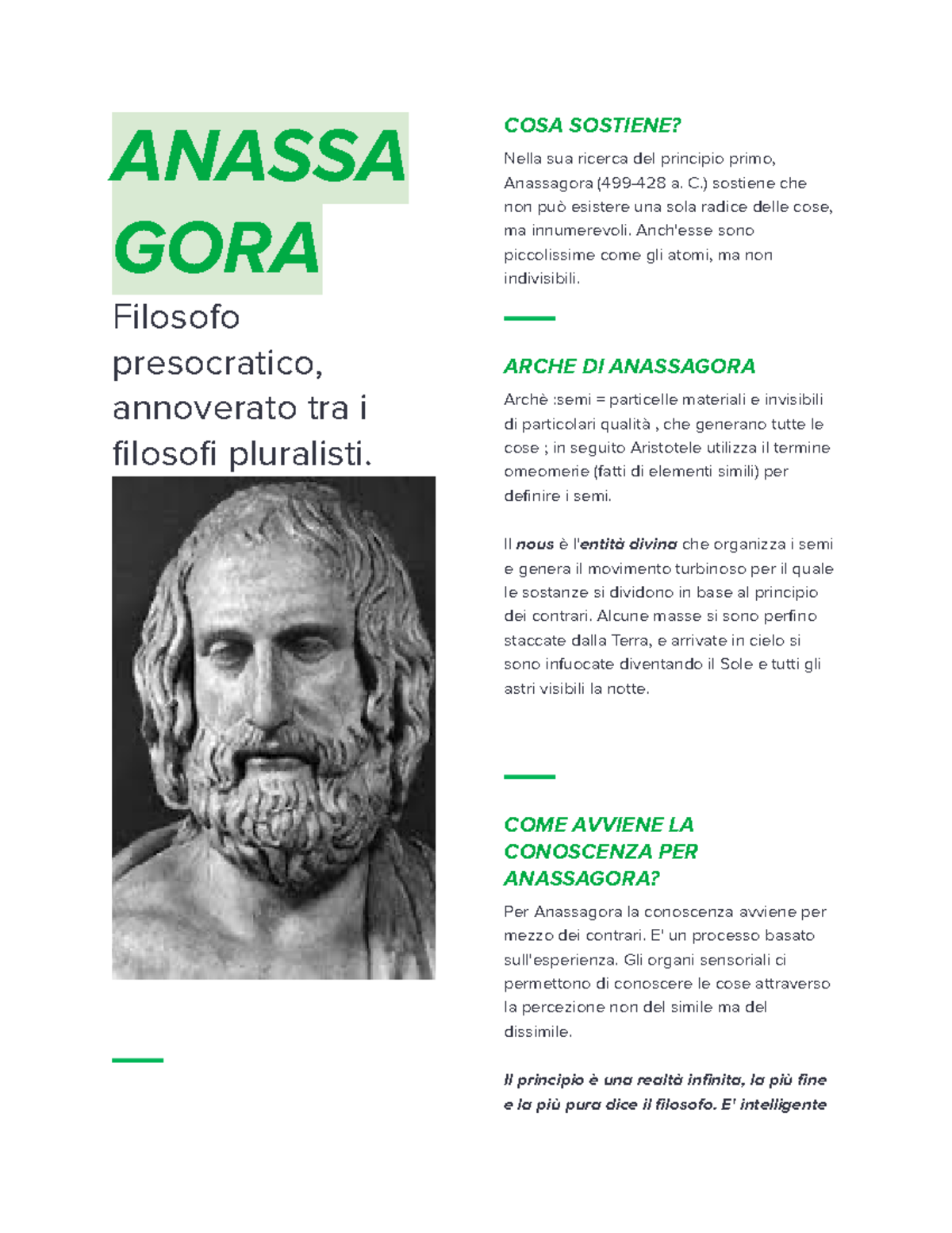 Anassagora - Appunti generali sui filosofi - ANASSA GORA Filosofo ...