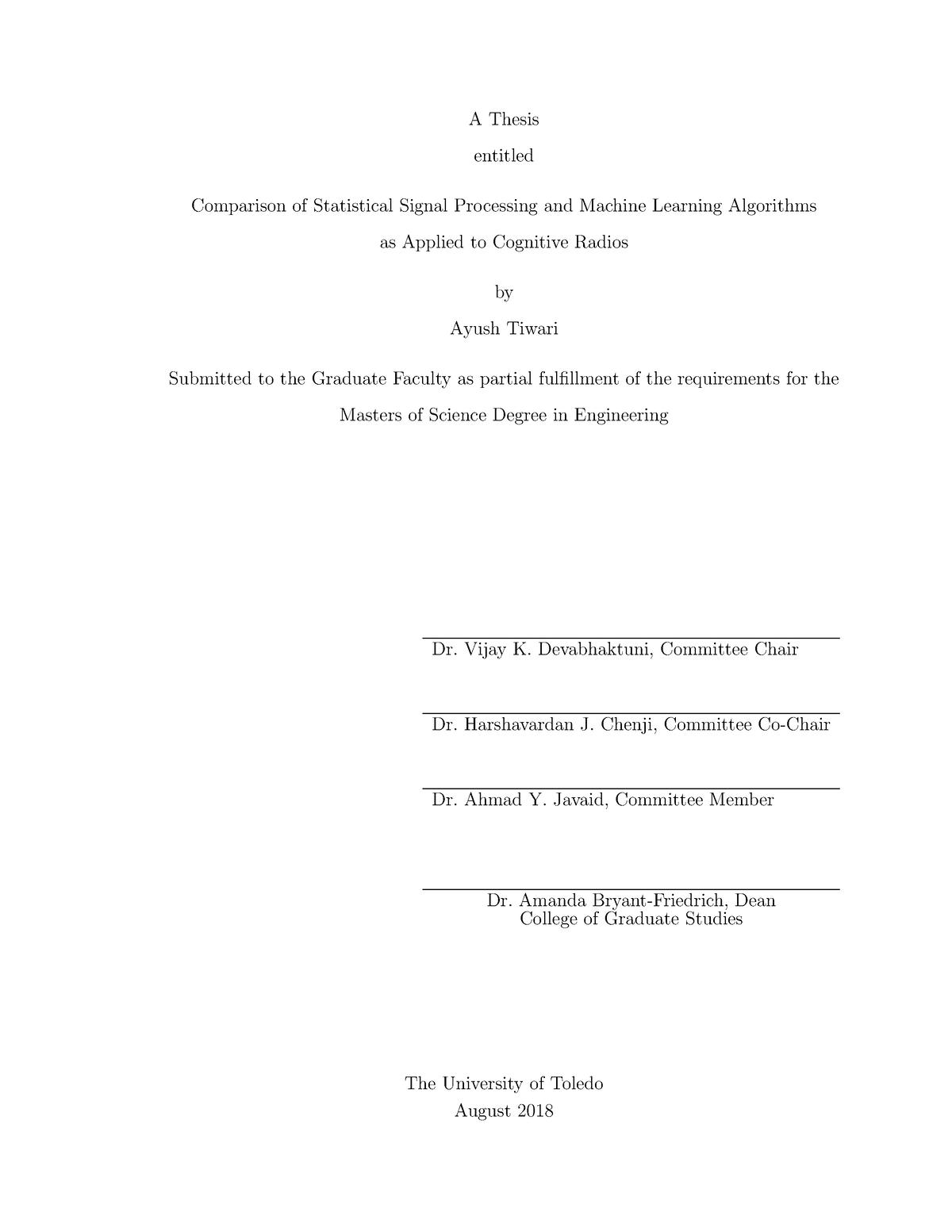 Ayush thesis - A Thesis entitled Comparison of Statistical Signal ...