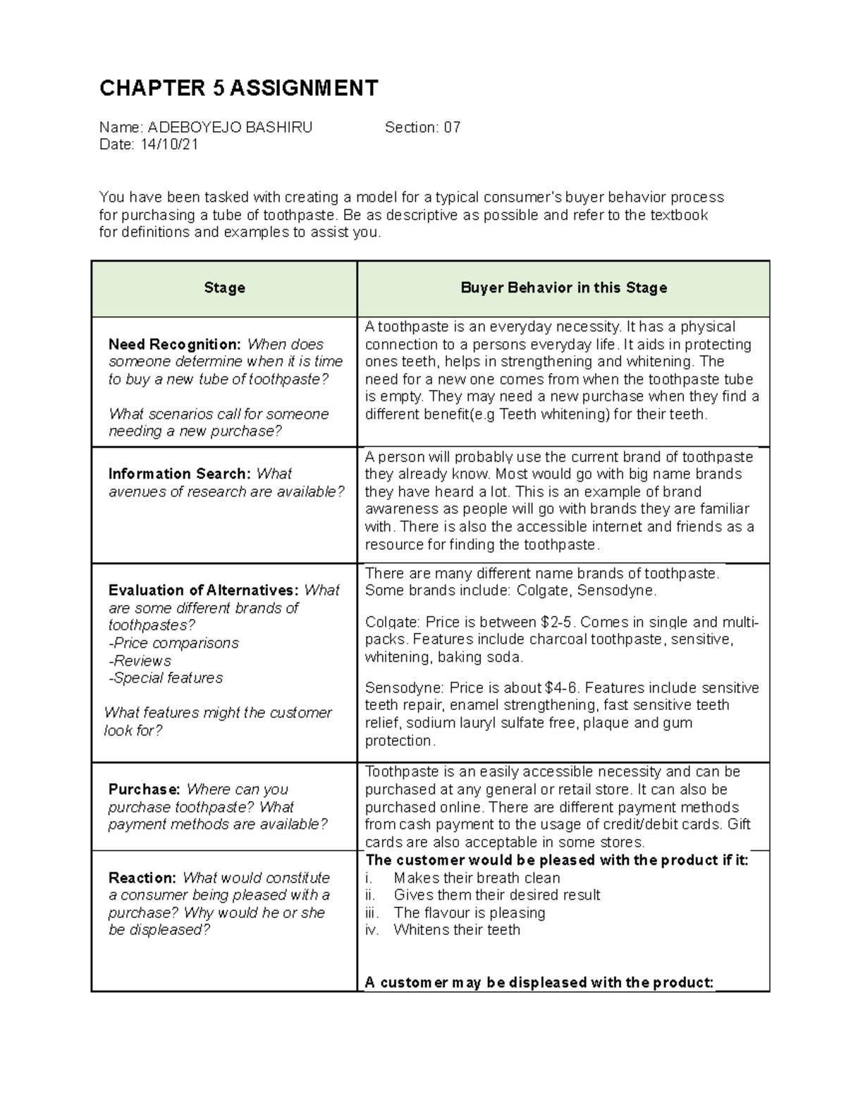 Chapter 5 Assignment Marketing - BADM1040 - Studocu
