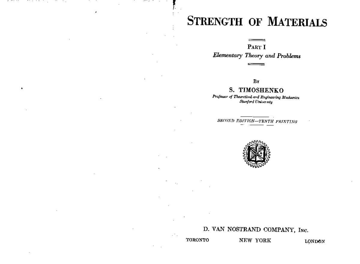 Strength Of Materials By Timoshenko - BE Production Engineering - Studocu