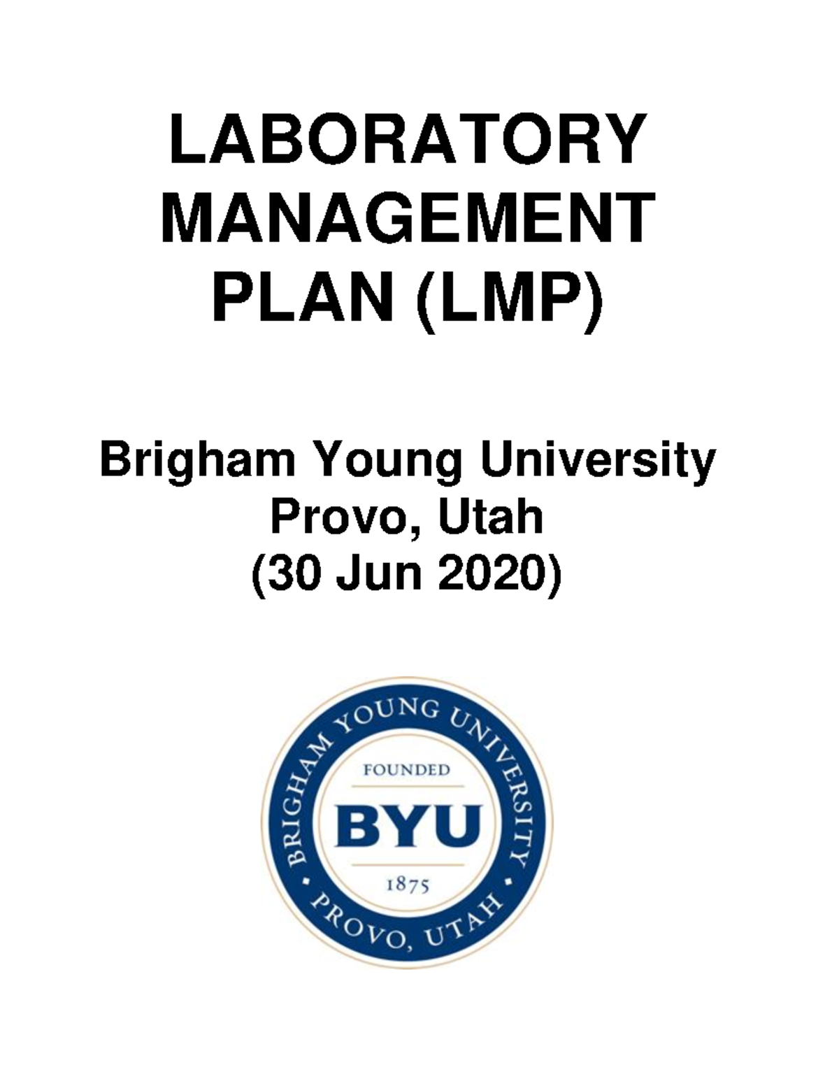 Laboratory Management PLAN - 2020 - LABORATORY MANAGEMENT PLAN (LMP ...