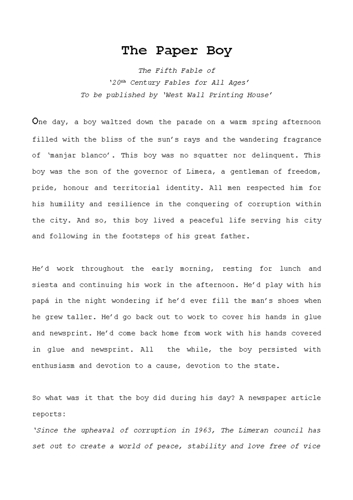 The Paper Boy Summary From Molecules to Ecosystems The Paper Boy