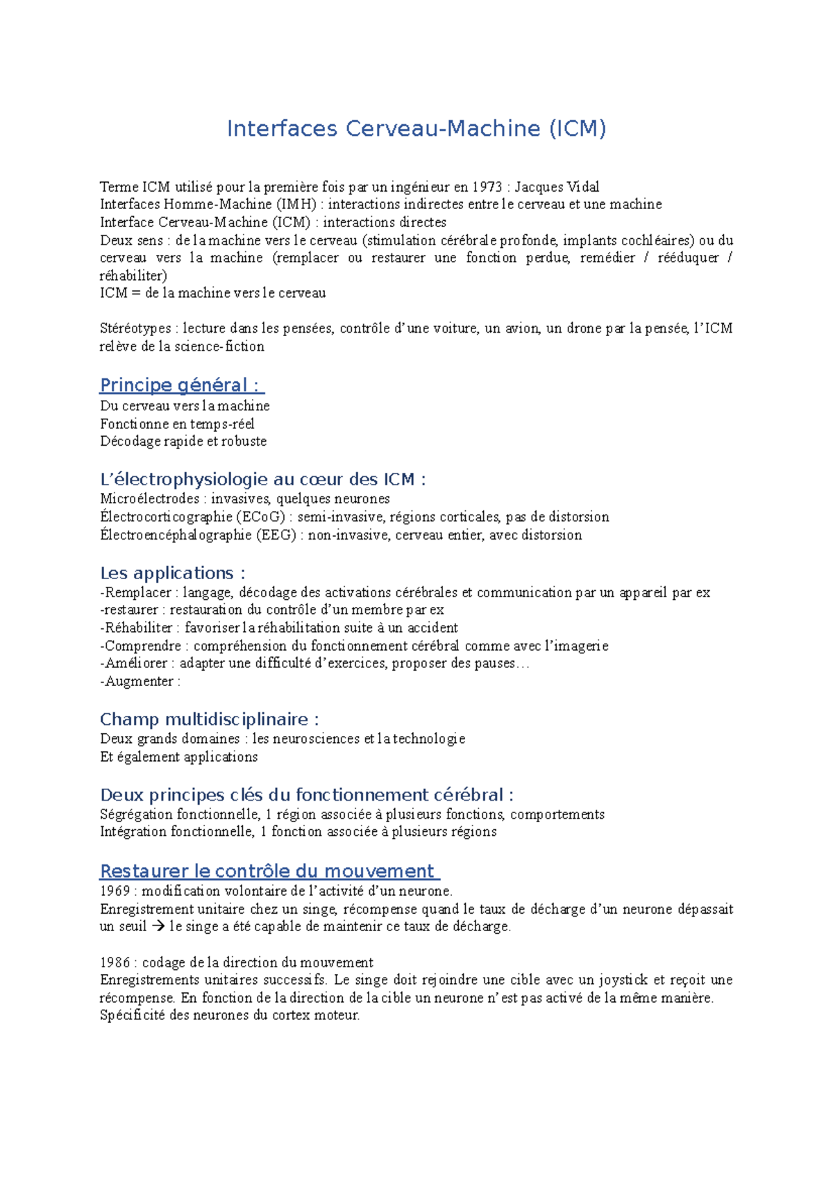 Interfaces Cerveau - Machine - Interfaces Cerveau-Machine (ICM) Terme ...