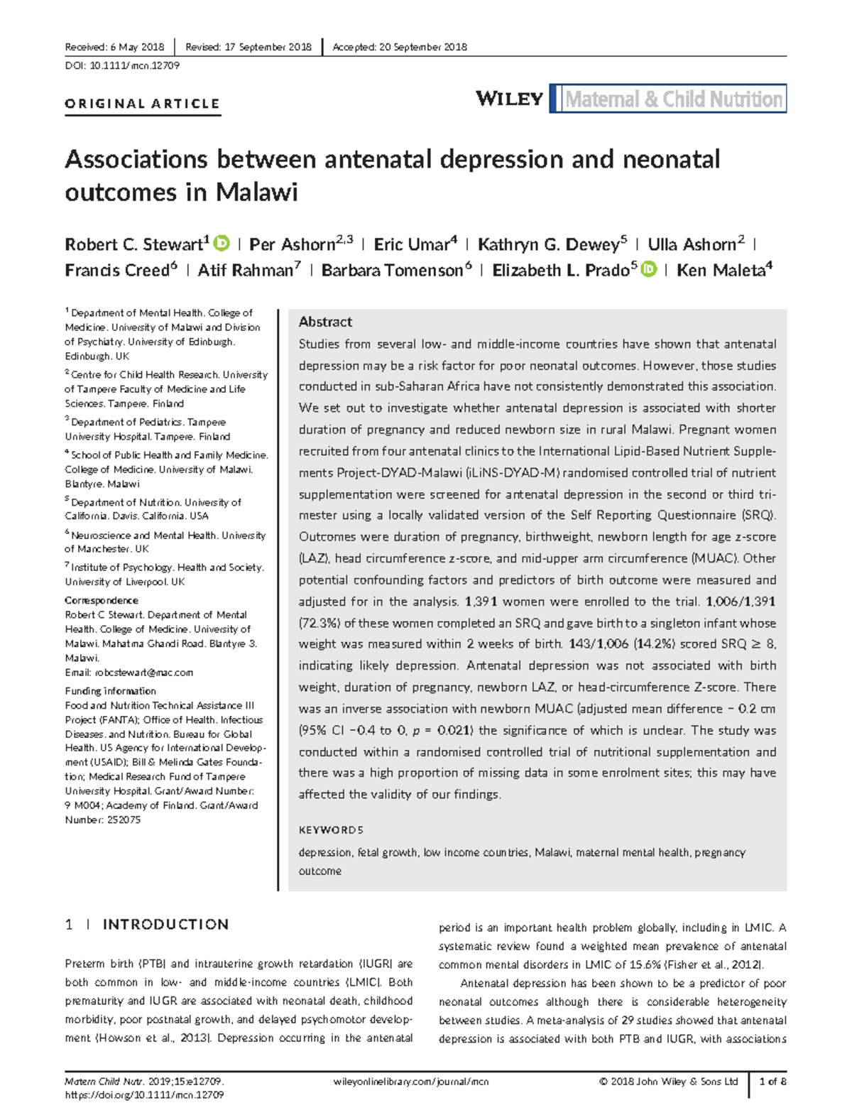 quantitative nursing research articles on depression