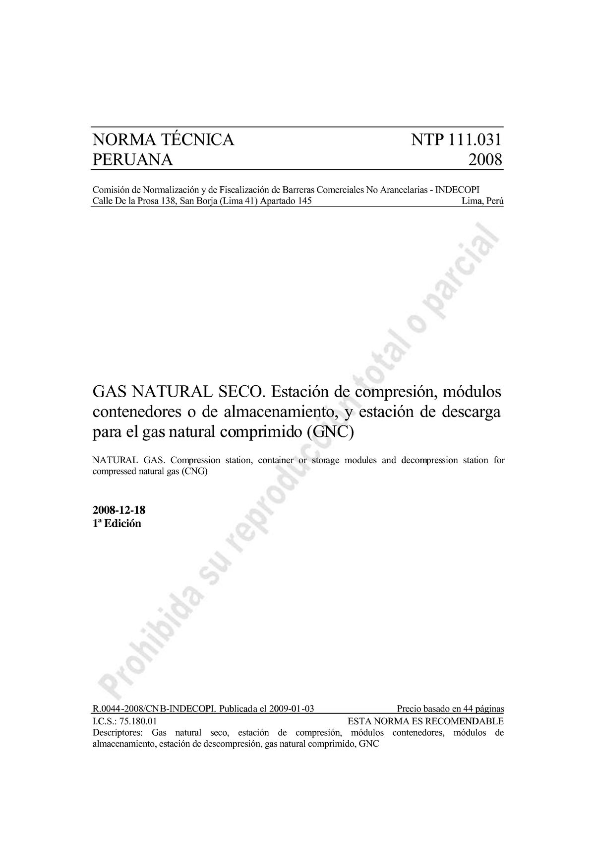 Ntp-111 - NTP -111.031 - NORMNORMA TA TÉCNIÉCNICACA NTPNTP 111111 .03 ...