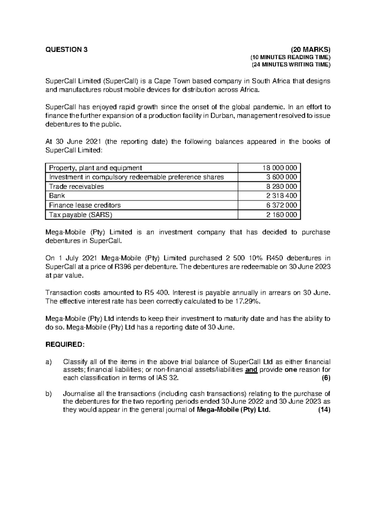 Question 3- Financial instruments - QUESTION 3 (20 MARKS) (10 MINUTES ...