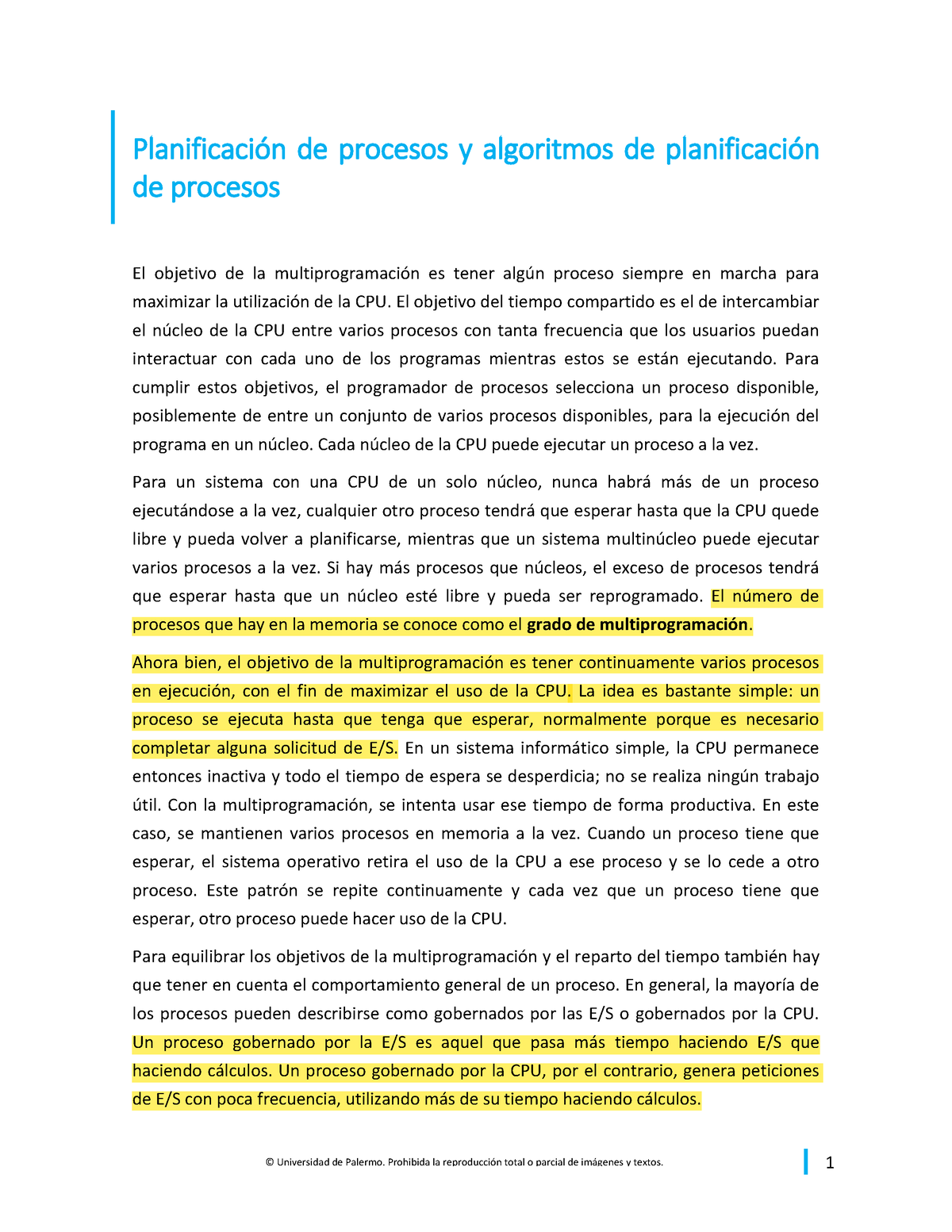 Apunte - Planificaci ¦n De Procesos Y Algoritmos De Planificaci ¦n De ...