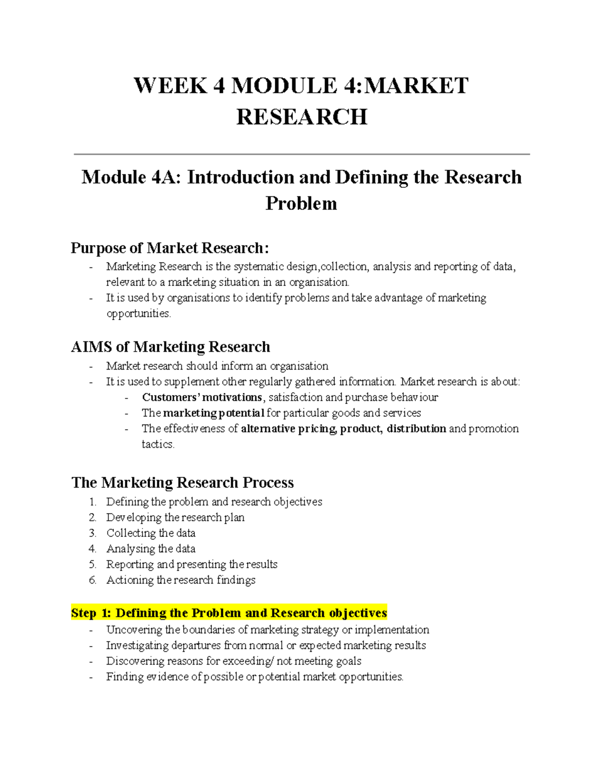 Week 4 Module 4 Market Research - WEEK 4 MODULE 4:MARKET RESEARCH ...