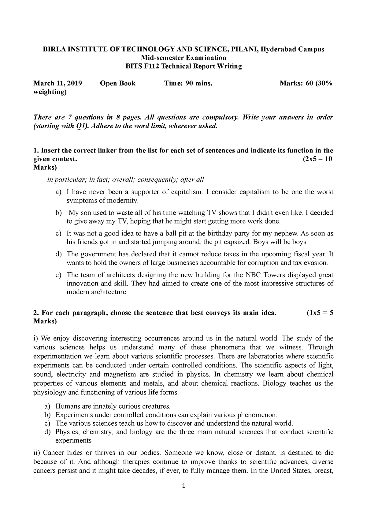 bits mid sem dissertation report sample