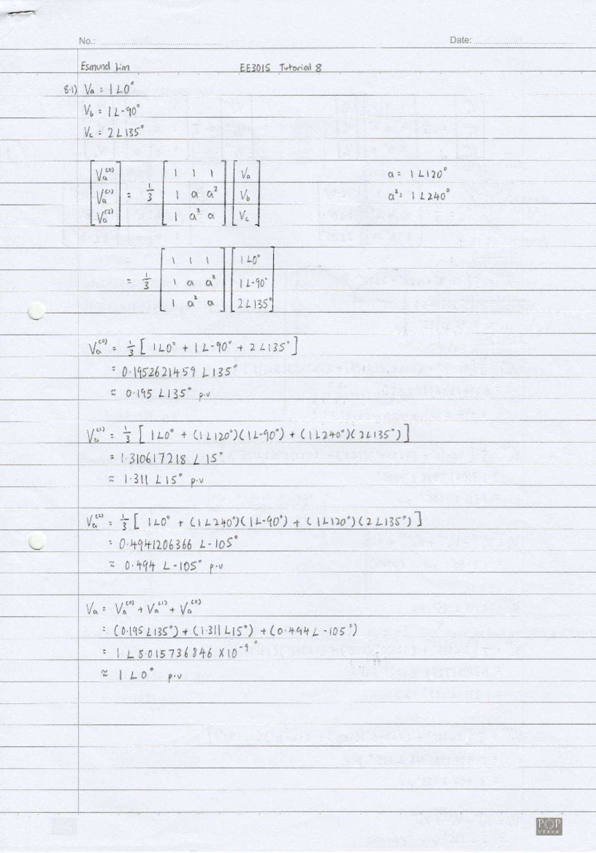 Power Systems and Protection Tutorial 8 Solution -r!€!r# Esrnund Hrn V ...