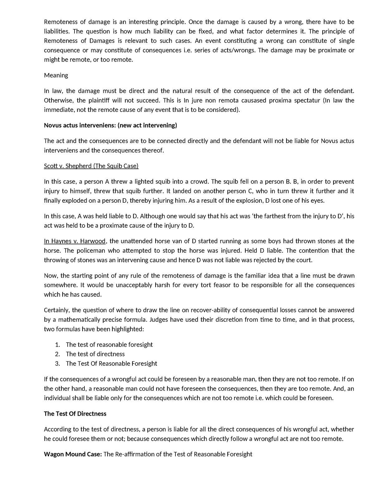 Exam - Remoteness of damage - Remoteness of damage is an interesting ...