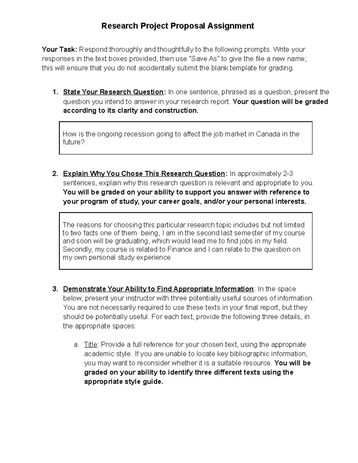 research proposal assignments