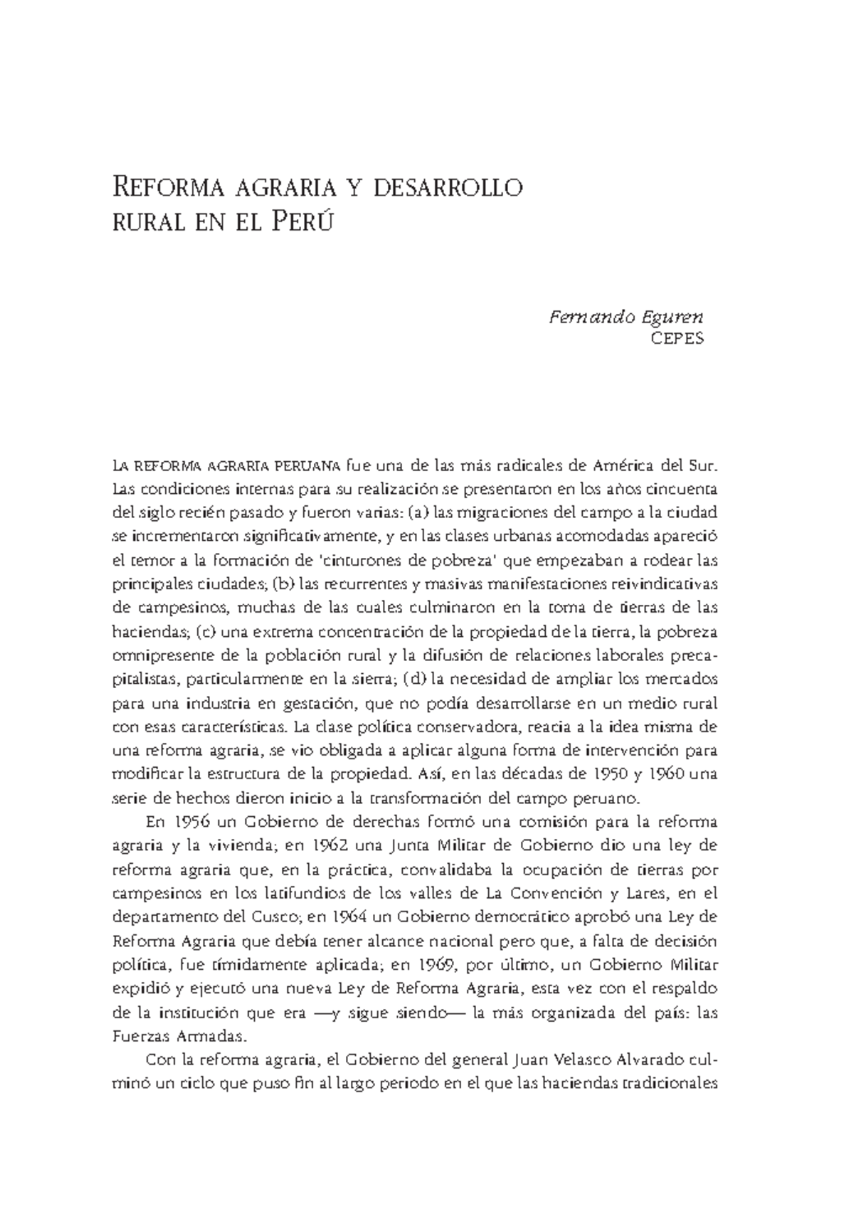 Eguren F. La reforma agraria en el Peru - REFORMA AGRARIA Y DESARROLLO ...