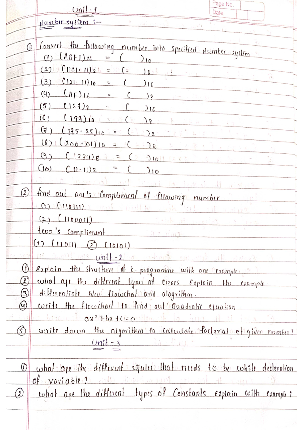 PPS Important Questions - B.tech CSE - Studocu