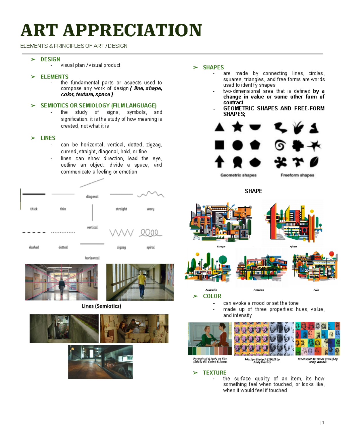 ART Appreciation ELEMENTS & PRINCIPLES OF ART / DESIGN DESIGN visual