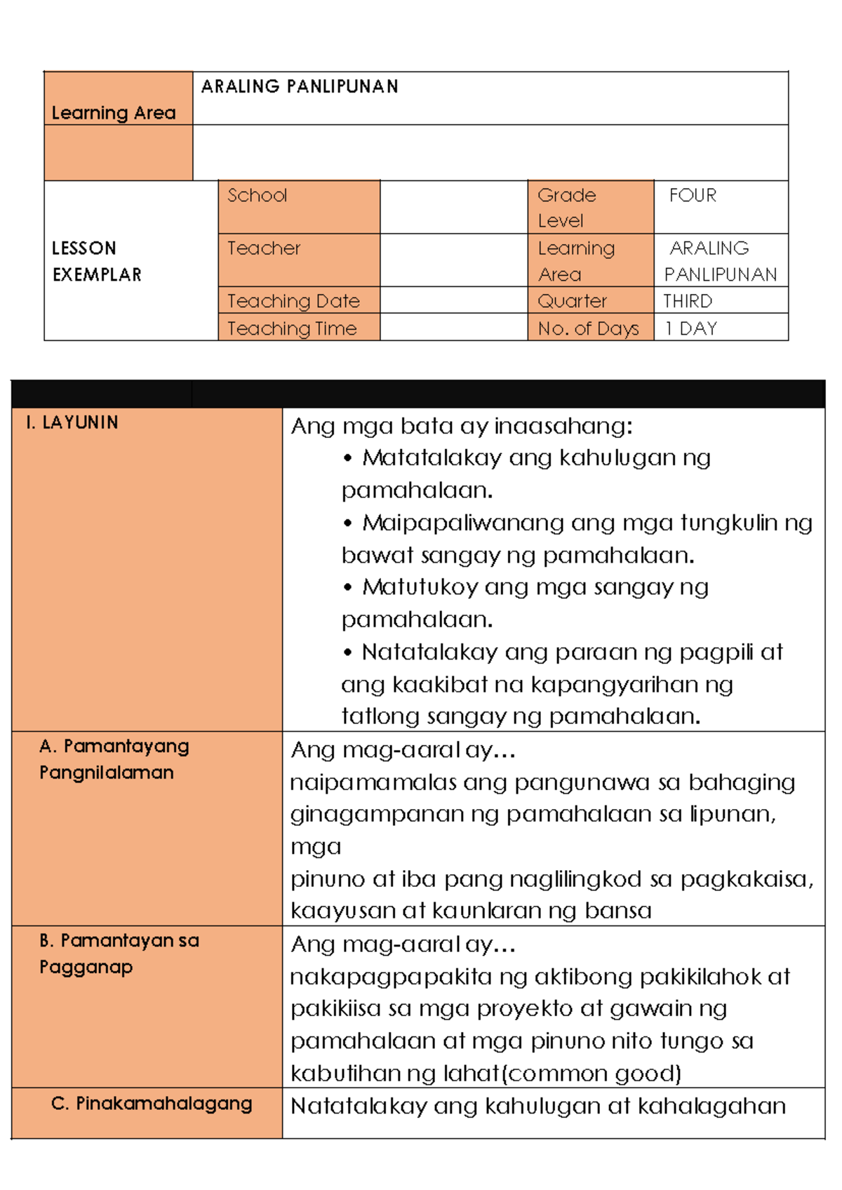 COT AP 4 Q3 - Uploading to download - Learning Area ARALING PANLIPUNAN ...