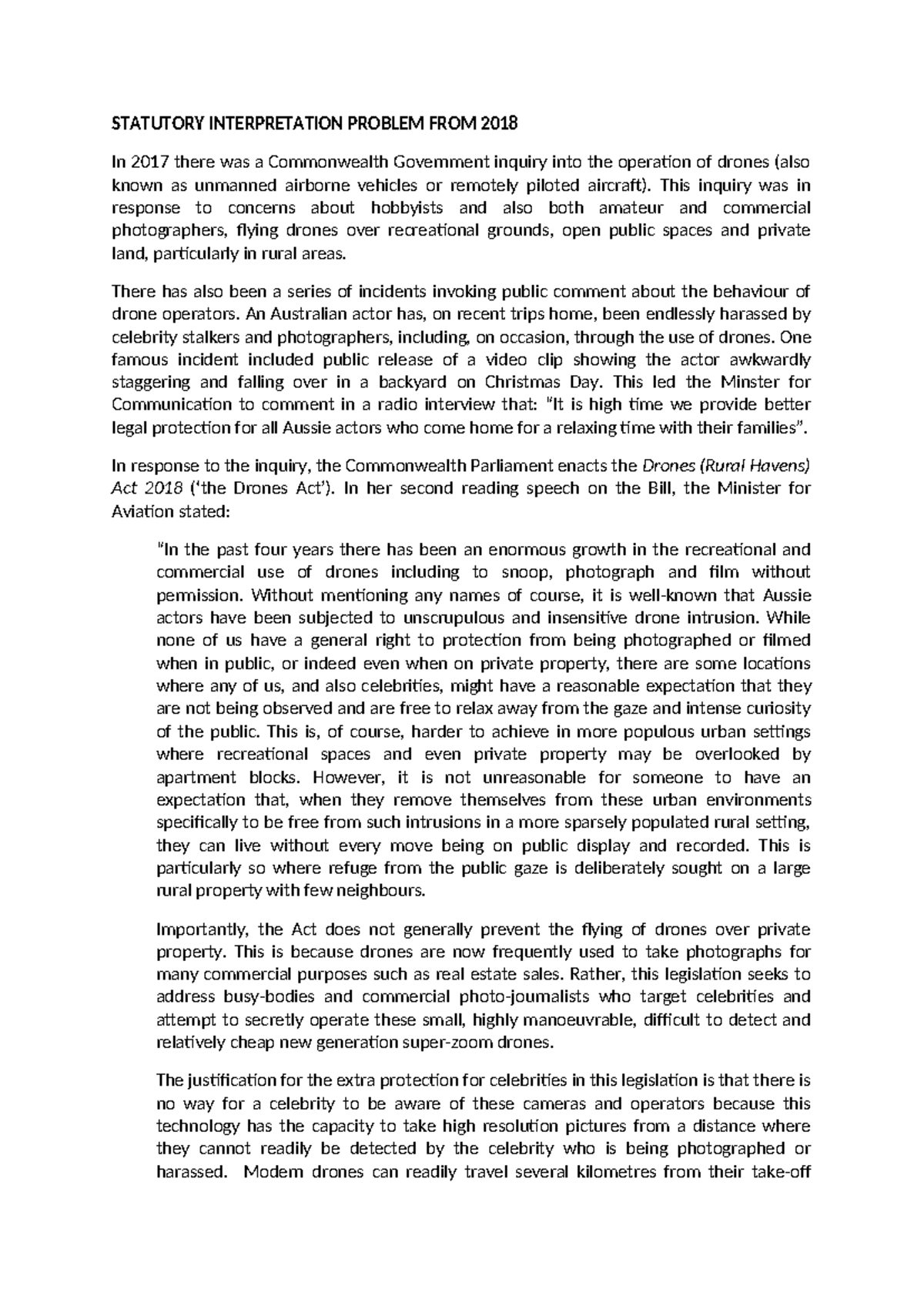2018 fals exam - 2018 practice exam - STATUTORY INTERPRETATION PROBLEM ...