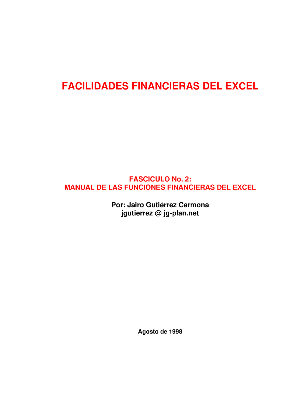 Funciones Financieras DEL Excel - FACILIDADES FINANCIERAS DEL EXCEL ...