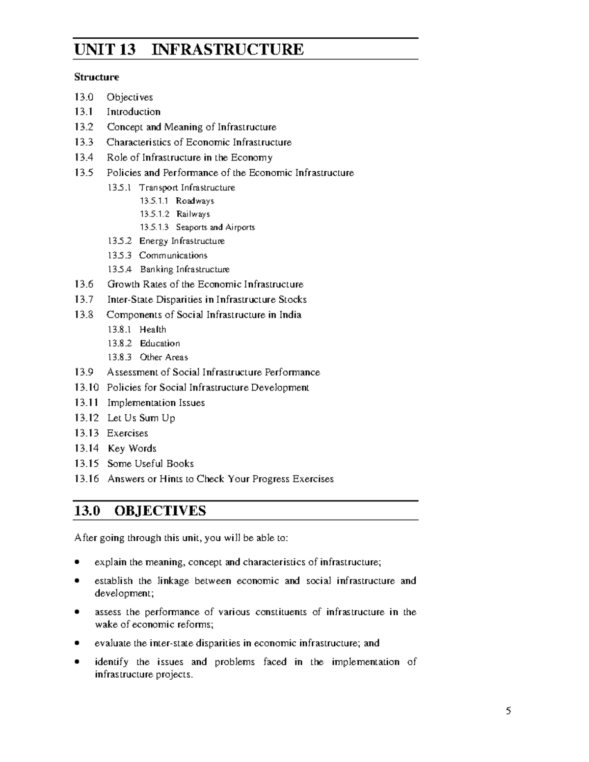 Infrastructure - NOOTES - UNIT 13 INFRASTRUCTURE Structure 13 ...
